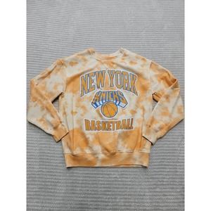 New York Knicks Sweatshirt Womens Small Orange Tye Dye Crew Neck